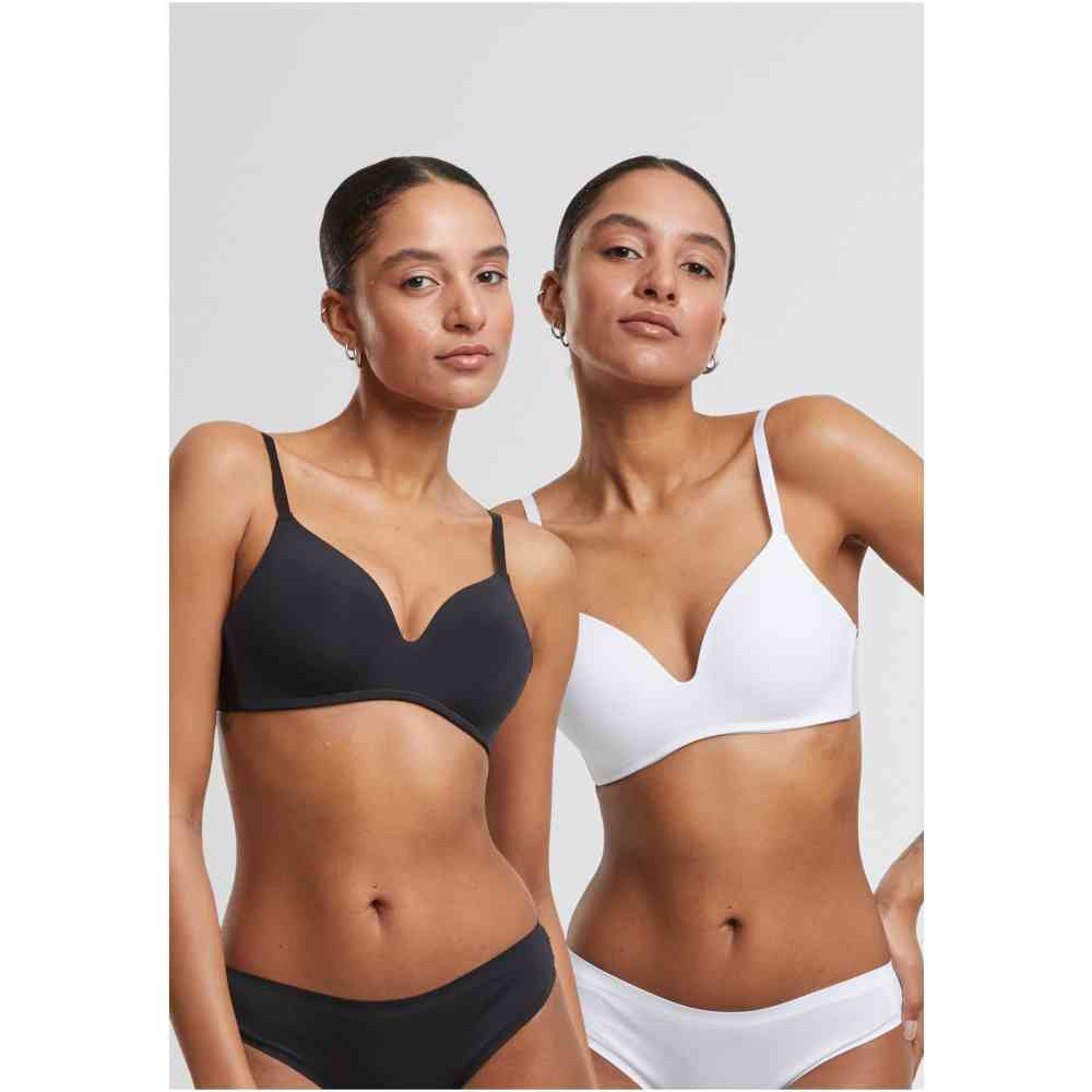 Urban Classics - Basic padded 2Pack BH - Zwart/Wit